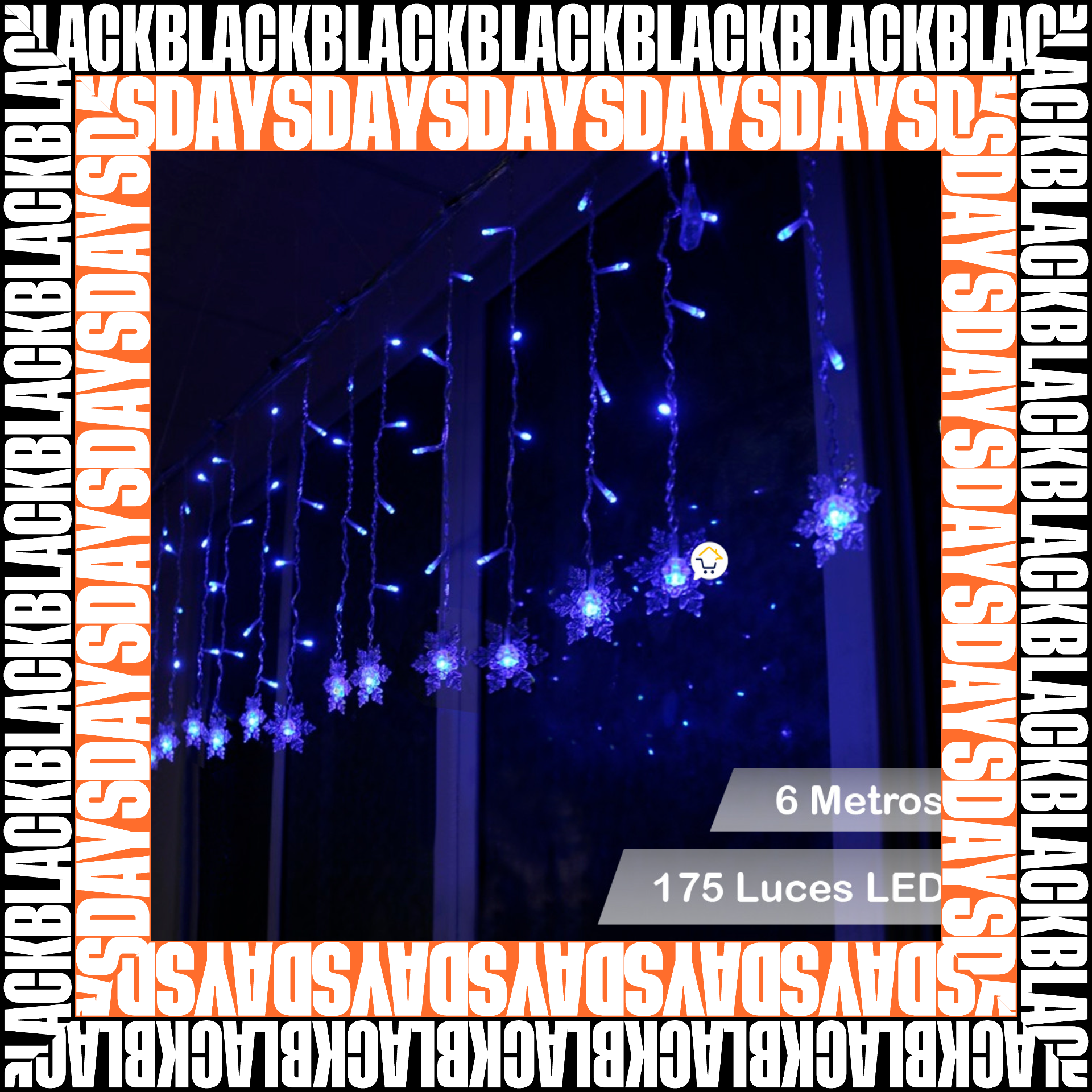 Luces Led Copos Nieve 6M 2085 Black Days